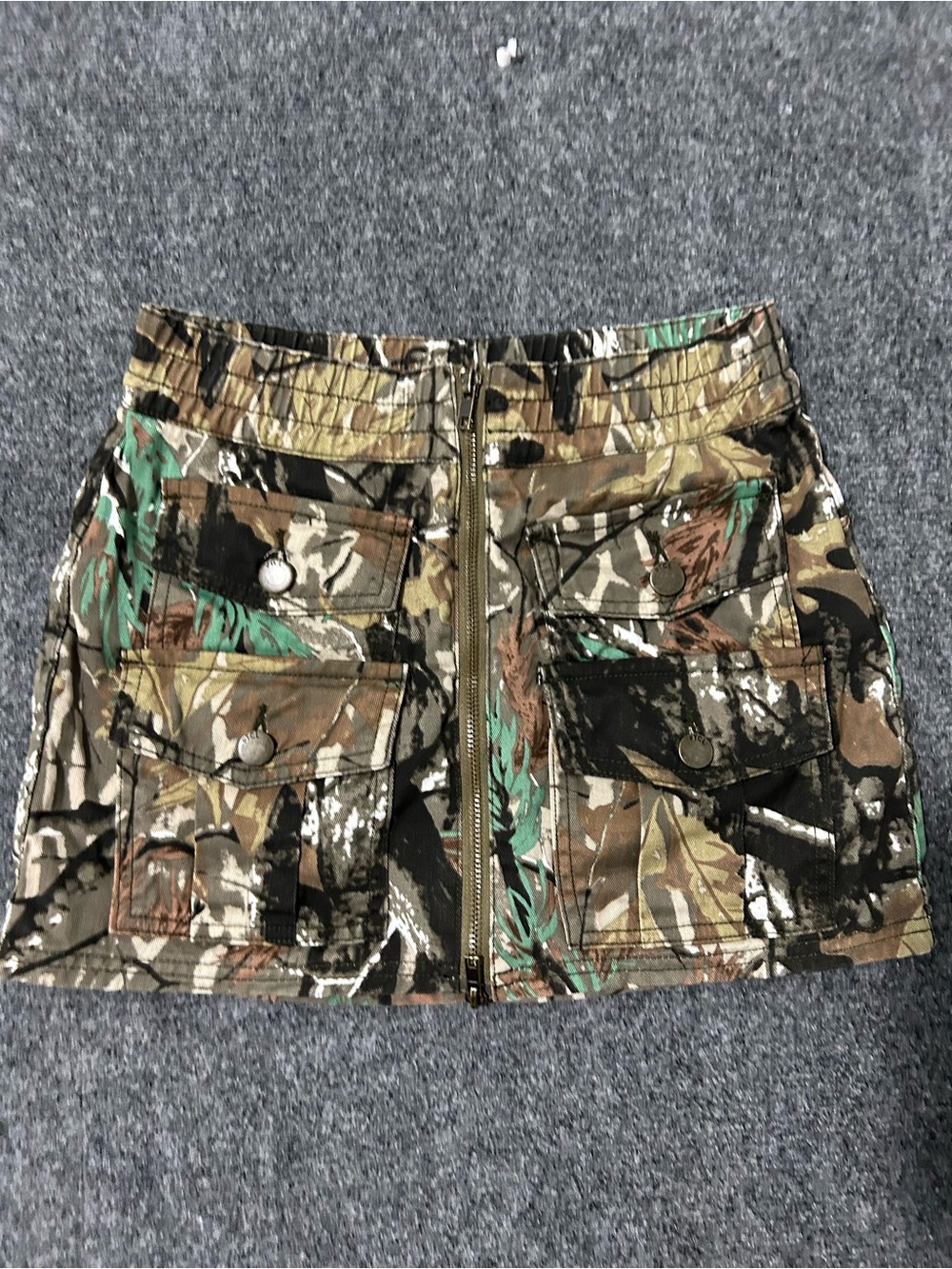 PTCL Camouflage Cargo Mini Skirt - Green/Brown Size XS